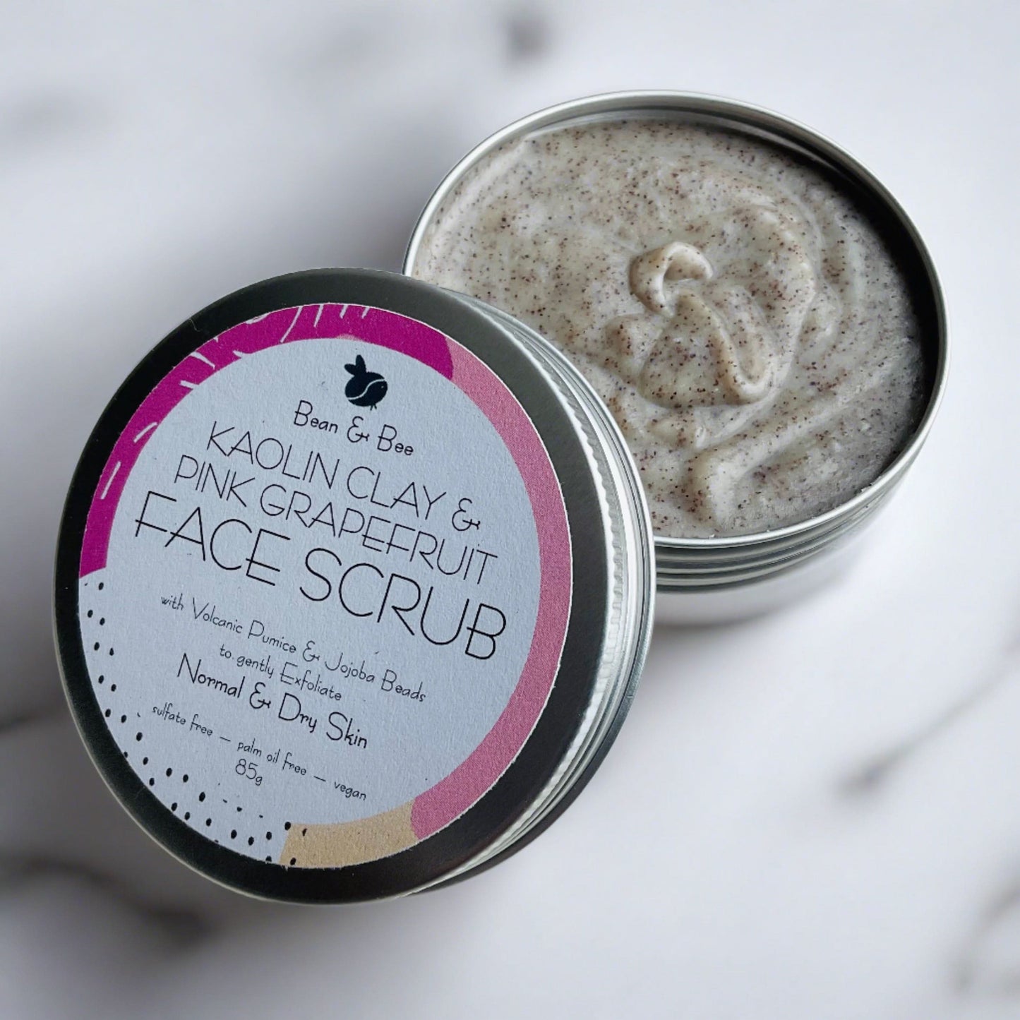 Kaolin clay and pink grapefruit face scrub - Bean and Bee