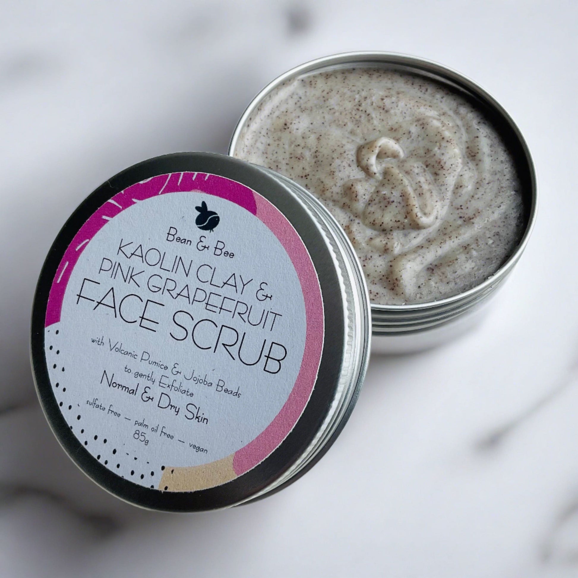 Kaolin clay and pink grapefruit face scrub - Bean and Bee